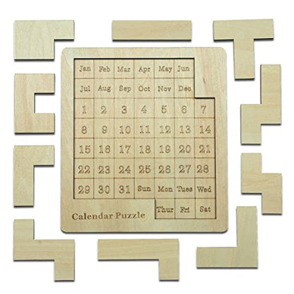 XHDAI 9.8 x 7.8 inch Wooden Calendar Puzzle Model# B09N8L8Z66