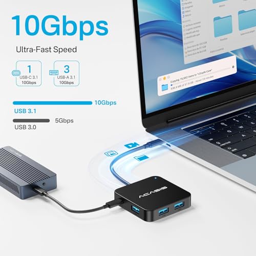 ACASIS USB Hub 6-in-1 AC-HC31-A USB 3.2 10Gbps 100W Charging USB-C Multiport Adapter