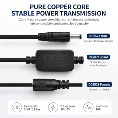 Generic 2.0 Count DC5521 Router Rebooter Automatic Restart Cable with 24-Hour Smart Timer