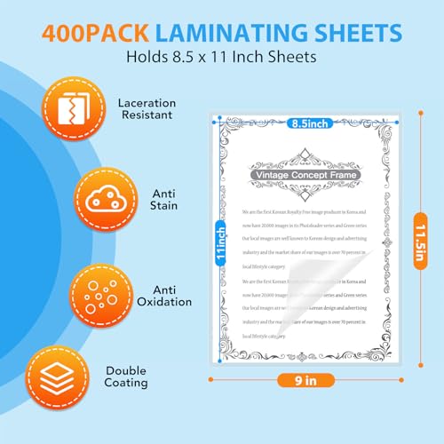 FURWEY 400PACK 3Mil Laminating Sheets 9 x 11.5 Inches Office Supplies