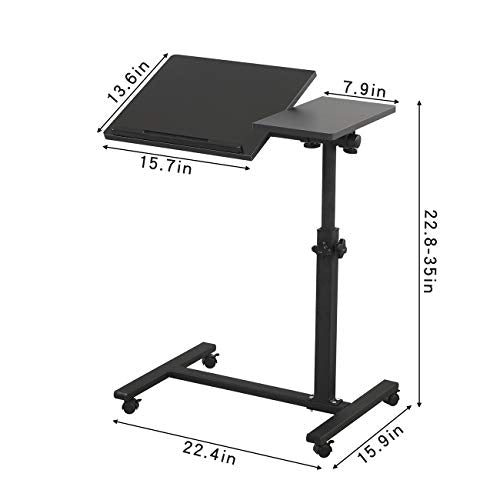 TigerDad 23.7in x 13.6in x 35in 0203 Black Mobile Rolling Laptop Stand