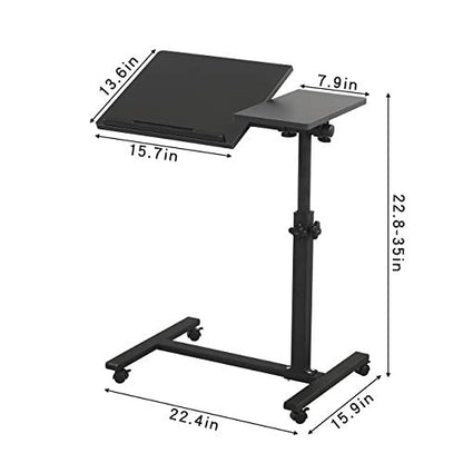 TigerDad 23.7in x 13.6in x 35in 0203 Black Mobile Rolling Laptop Stand
