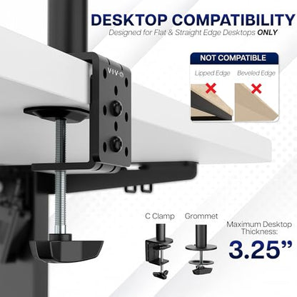 VIVO Dual Monitor Desk Mount STAND-V002 Supports 2 Screens up to 30 Inches and 22 lbs Each