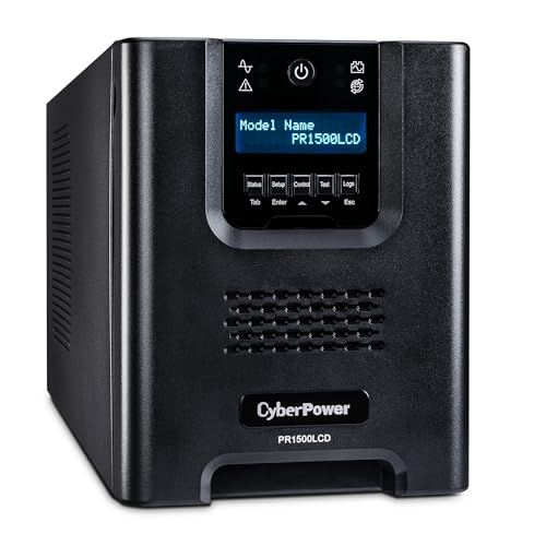 CyberPower 1500VA/1500W PR1500LCD UPS System, Mini-Tower, 8 Outlets, AVR, NEMA