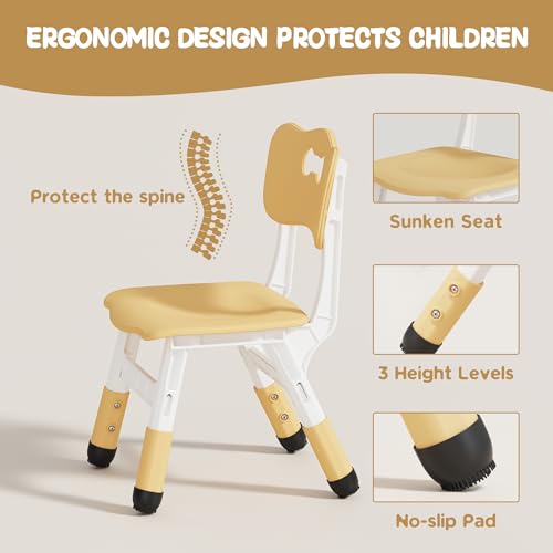 Brelley Kids Table and 2 Chairs Set BY-08 Height Adjustable Rectangular Polypropylene