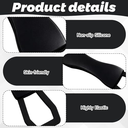 ZCFLCK Hand Strap for E-Readers and Tablets, 2PCS, Adjustable Silicone Grip Holder, 6.3 x 1.1 x 0.2 Inch, Black