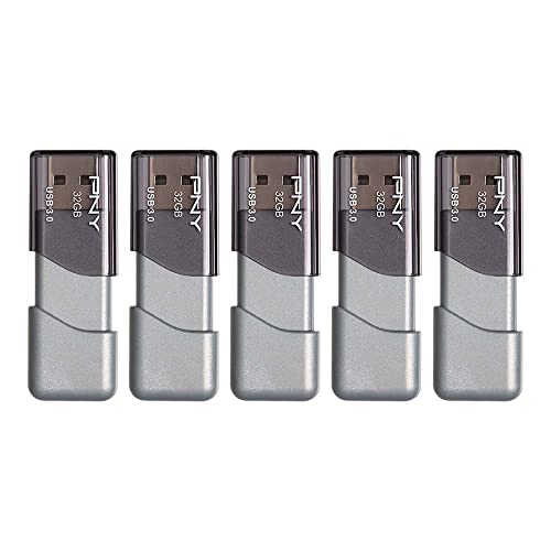 PNY 32GB Turbo Attache 3 USB 3.0 Flash Drive, Pack of 5
