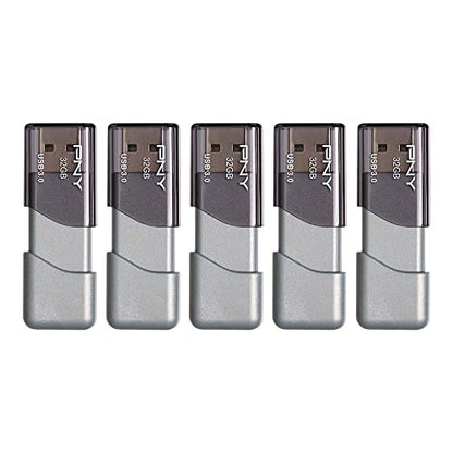PNY 32GB Turbo Attache 3 USB 3.0 Flash Drive, Pack of 5