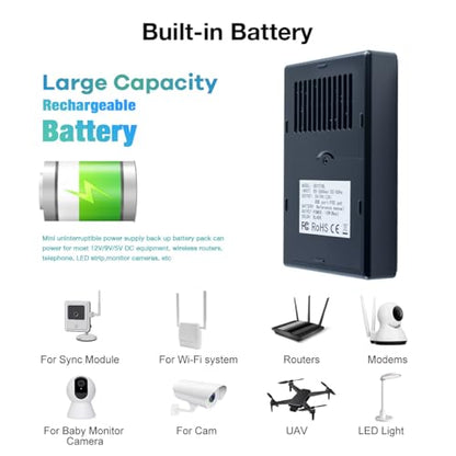 Hosyond Mini DC UPS Battery Backup Uninterruptible Power Supply 18W 5V/9V/12V/15V/24V