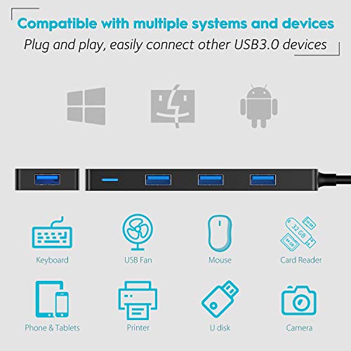 Aceele USB Hub 3.0 4-Port Multiport Expander with 4ft Cable, Model AC-T10