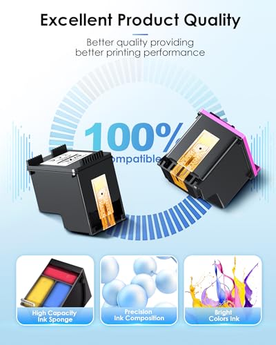 TECKKIN 67XL Ink Cartridges Black and Tri-color Combo Pack, 1150 Pages Yield, for HP Printers