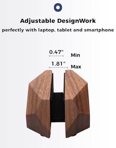 Nuvograin 6 x 3 x 1.6 inches Black Walnut Adjustable Vertical Laptop Stand