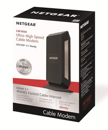 NETGEAR CM1000 3 Port DOCSIS 3.1 Cable Modem Black CM1000-100NAS-cr