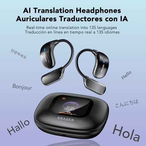 QYGCKJ XF23 Earbuds AI Translation 135 Languages Bluetooth 5.4 Wireless Charging Black