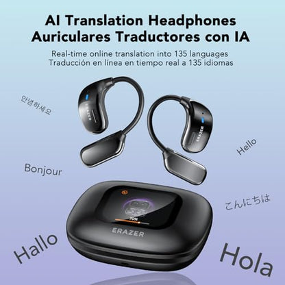 QYGCKJ XF23 Earbuds AI Translation 135 Languages Bluetooth 5.4 Wireless Charging Black