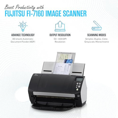 Fujitsu Fi-7160 Document Scanner 600 dpi 80-Sheet Capacity USB