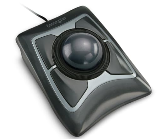 Kensington 55mm K64325 Optical Trackball Mouse, USB Connectivity, Black Silver, Ambidextrous