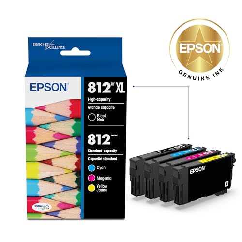 Epson 812 T812XL-BCS High Capacity Ink Cartridge Combo, Black and Color - Compatible with WF-7310, WF-7820, WF-7840, EC-C7000