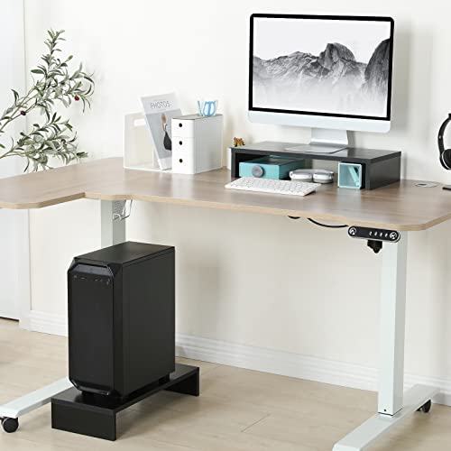 TEAMIX 20 Inch DS500-B Monitor Stand Riser Wood Ergonomic Desktop Organizer