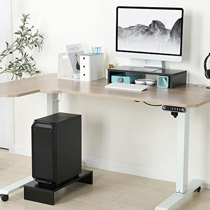 TEAMIX 20 Inch DS500-B Monitor Stand Riser Wood Ergonomic Desktop Organizer
