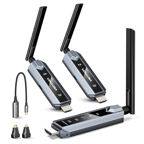 VENTION 393FT Wireless HDMI Transmitter and Receiver Kit, 4K Decoding, Up to 6 Displays, HDMI Connectivity