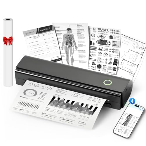 NDYIN 8.5 inch N80 203 dpi Portable Thermal Printer Monochrome