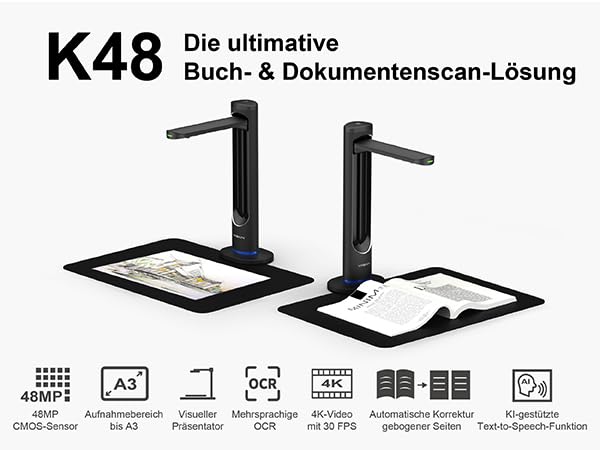 VIISAN K48 Document Scanner 600 DPI USB 48 Bits/Pixel 1.5 kg