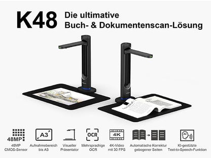 VIISAN K48 Document Scanner 600 DPI USB 48 Bits/Pixel 1.5 kg