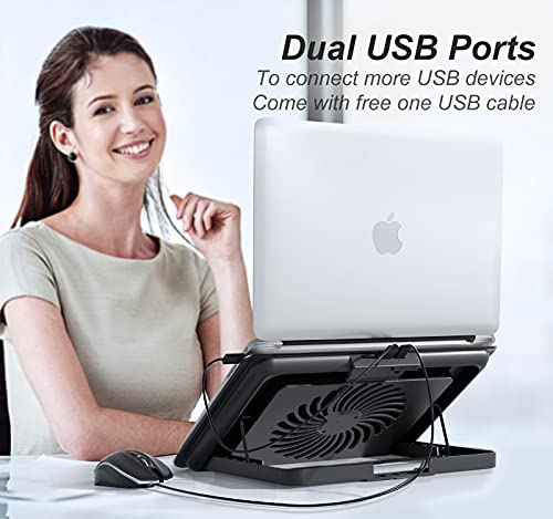 ICE COOREL 15-17 Inch Laptop Cooling Pad, 1 Big Fan, Adjustable Height, Aluminum Construction, Two USB Port, Silver