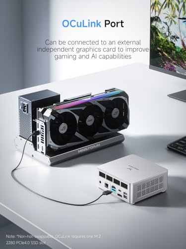 MINISFORUM UM880 Plus Mini PC AMD Ryzen 7 8845HS(8C/16T, up to 5.1GHz), 32GB DDR5 1TB PCIe4.0 SSD, HDMI+DP+USB4 Triple Outputs, OCuLink Port, 2.5G LAN, 5x USB Port, Radeon 780M Graphics Micro Computer