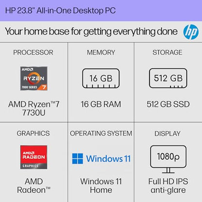 HP 23.6 inch 24-cr0032 1920x1080 Display All-in-One PC