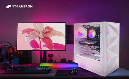 STGAubron White Tower Computer ABR1722 AMD Ryzen 5 5600GT 16GB DDR4 1TB SSD 1920x1080 60Hz