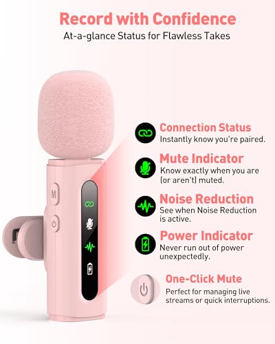GoorDik Wireless Lavalier Microphone J3 USB Type-C Omnidirectional Microphone - Pink