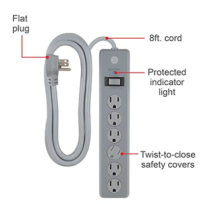 GE 6-Outlet 120V Surge Protector with 8 Ft Cord Model 61344