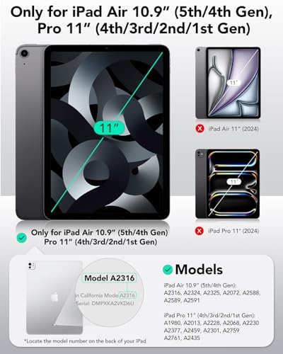 ESR 2 Pack Tempered Glass Screen Protector for iPad Air 5/4 (10.9 inch), iPad Pro 11 inch with Application Tray, Scratch Resistant, Water Resistant