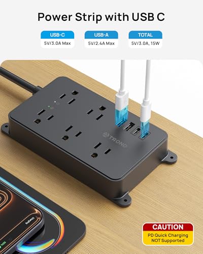 TROND 5 Outlet Surge Protector Prime III 1300 Joules 15 Amps 5ft Extension Cord