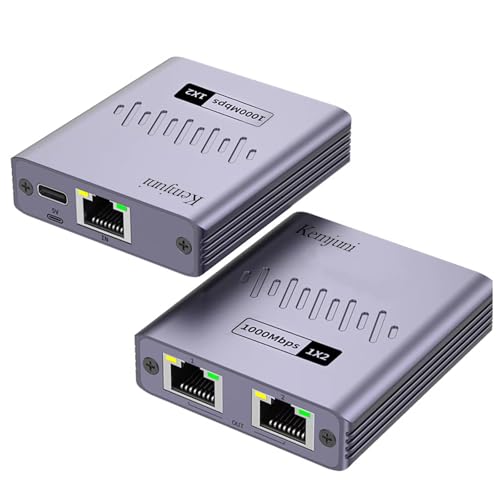 Kemjuni Ethernet Splitter 1 to 2 Powered Network Adapter 1000Mbps