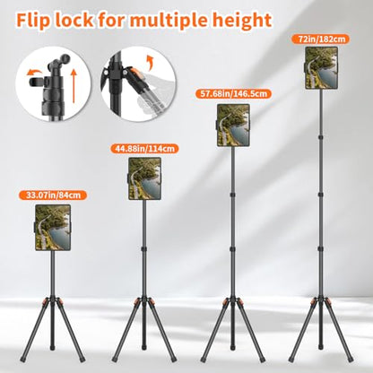 XXZU 72 Inches VCT-5229 Adjustable Tablet Floor Stand Tripod for 4.7-13" Devices