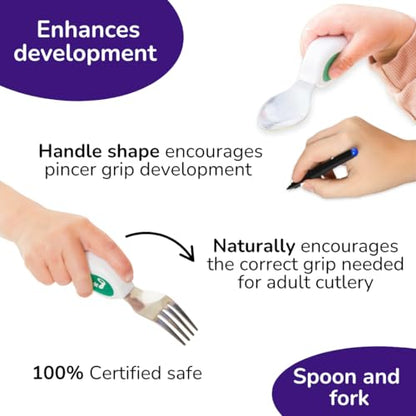 doddl 2 Pieces DOD004 Utensil Set for Toddler Self-Feeding - Stainless Steel