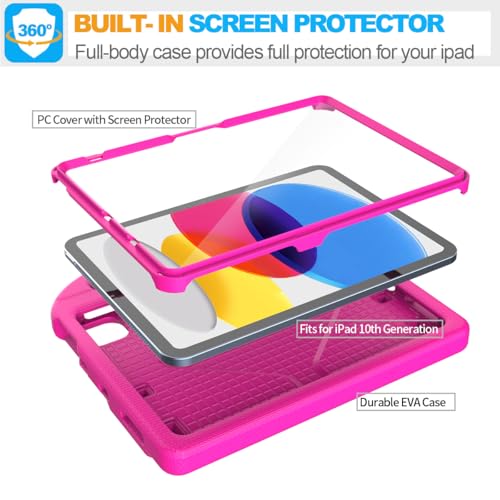SUPLIK 11-Inch Kids Case for iPad A16 2025/10th Gen, Hybrid Pink Shell, Light Weight