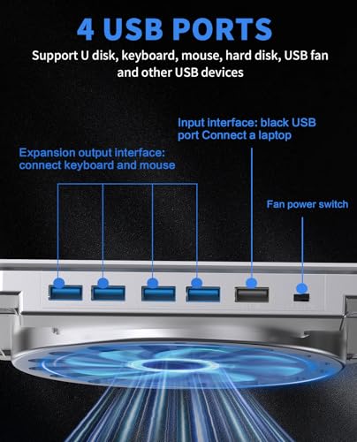 SOUNDANCE Laptop Cooling Stand LS3 Ventilated Aluminum Pad with Adjustable Height 10.4" x 8.85" x 1.57" 1 Fan Silver