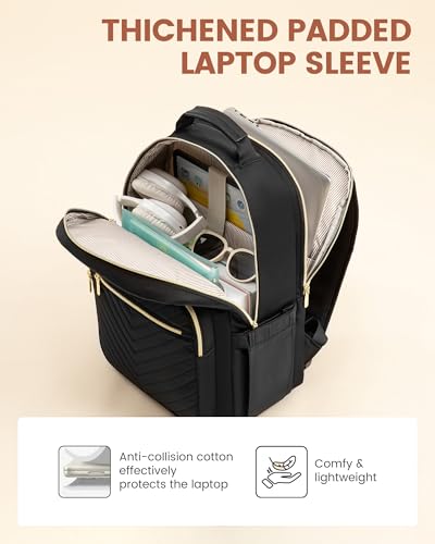 LOVEVOOK 15.6" Black Laptop Backpack - Classic Design - 4 Compartments - 16 Pockets - Water Resistant - Suitable for College/University