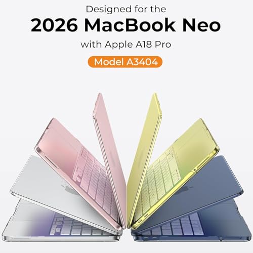 EooCoo MacBook Neo Case 13 Inch A3404 A18 Pro Chip Crystal Clear Hard Shell with Keyboard Cover & Screen Protector