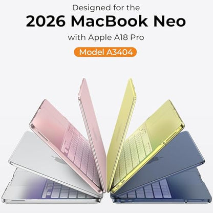 EooCoo MacBook Neo Case 13 Inch A3404 A18 Pro Chip Crystal Clear Hard Shell with Keyboard Cover & Screen Protector