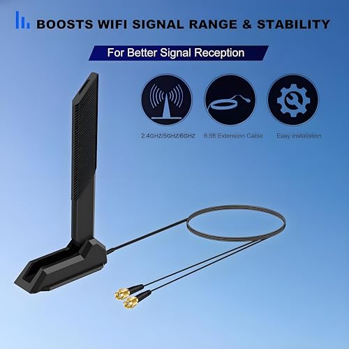 Slinkdsco Wifi 6E Antenna 9dBi 2.4GHz 5.8GHz 6GHz 50 Ohm External Antenna