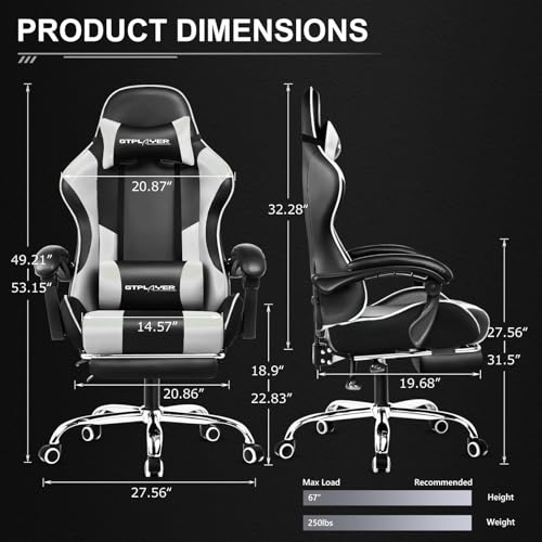GTPLAYER 20.05in x 20.08in x 49.21in GT800A Indoor Office Chair