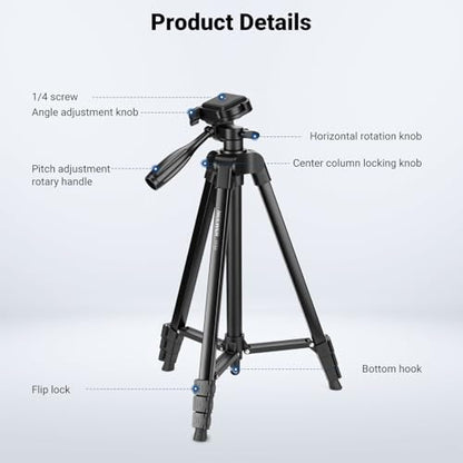 NEEWER 57.5 Inches TP53 Black Aluminum Tripod