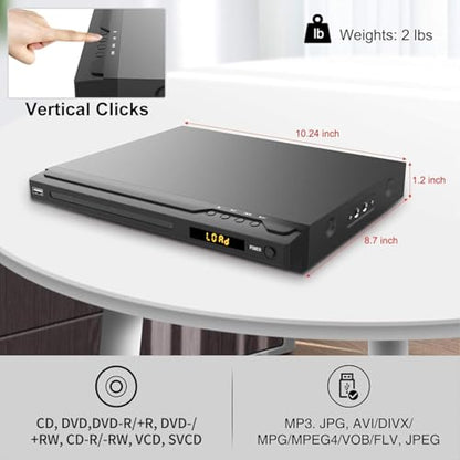 MAITE MTDVD-FE 1080p Region Free DVD Player with HDMI Dual Mic Jack Input