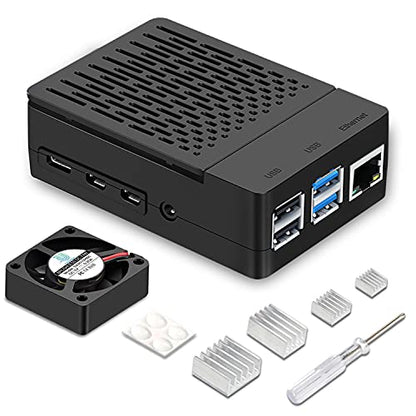 iUniker Raspberry Pi 4 Model IU-RP-045-4B Case, ABS Enclosure with Heatsink and Fan, 40mm Cooling, for Mini ITX Motherboard, Black
