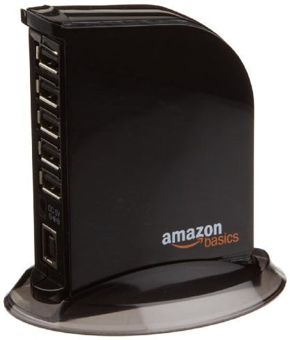Amazon Basics 7-Port USB 2.0 Hub Tower, Model HU2W70E1, Black
